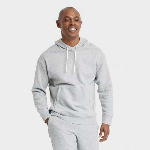 Men's Cotton Fleece Hooded Sweatshirt - All In Motion™ Heathered Light Gray  L