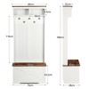 Kumasinova Minimalist Vintage Hall Tree with Bench Storage,Entryway Coat Rack with 5 Hooks,Clothing Rack with Shelves for Bedroom,White - 2 of 4