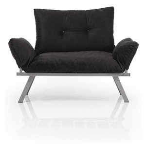 TiramisuBest Metal Legs Futon Loveseat, Black Chenille Upholstery, Compact 2-Seater Sofa, Durable Metal Frame, Easy Assembly - 1 of 4