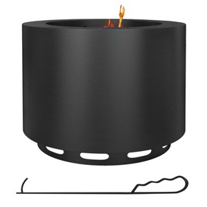 SEVOBAL 22" Fireplace Smokeless Fire Pit Portable Stainless Firepit Wood Burning Firepit Outside Camping Backyard Patio Garden, Black, 22"*22"*17.25" - 1 of 4