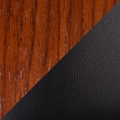 Toriano Swivel Counter Stool in Black Faux Leather with Wood Base