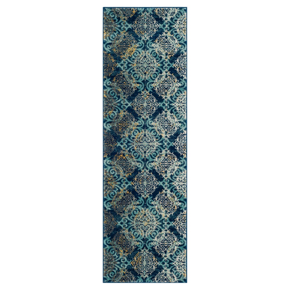  Loomed Runner Royal/Light Blue Damask