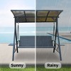 CAVINAS 3-Seat Patio Porch Swing,Hammock Swing Bench with Adjustable Canopy&Adjustable Table,Outdoor Swing for Garden&Backyard,850LBS Capacity,Gray - 3 of 4