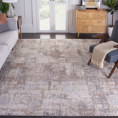Gray and Beige Abstract 8' x 10' Synthetic Area Rug