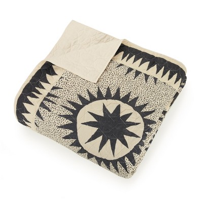 King Black Cotton Reversible Quilt Set