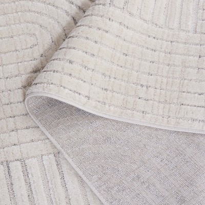Elmhurst Ivory Geometric Hand-knotted Square Rug