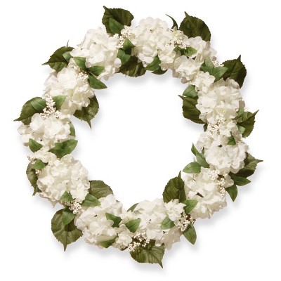 Artificial Hydrangea Wreath White 32" - National Tree Company