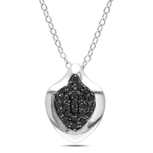 EVERLY JEWELRY | Sterling Silver 1/4ct TW Black Diamond Pendant with Chain with Black Rhodium Plated - 18 in - 1 of 3