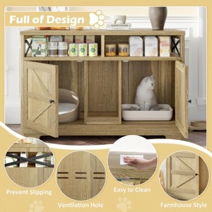 LunaLulinlk Hidden cat litter box furniture with cat litter mat for living room, brown - 1 of 4