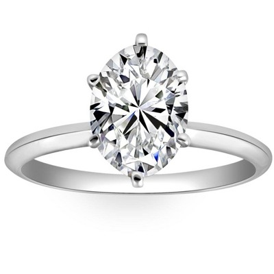 Pompeii3 2CT Platinum Oval Diamond 6-Prong Solitaire Engagement Ring Lab Created