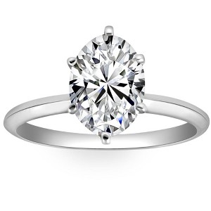 Pompeii3 2CT Platinum Oval Diamond 6-Prong Solitaire Engagement Ring Lab Created - 1 of 4