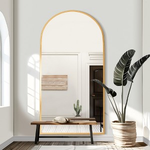Wooakway Modern Arched Metal Full Length Mirror Bathroom Mirror Decorative Wall Mirror Floor Mirror for Bedroom Living Room - 1 of 4