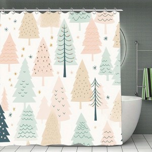 Christmas Trees Pattern Shower Curtain ¨C Waterproof Polyester, Holiday Bathroom Decor, Durable and Easy to Clean 70.8x70.8 Inch - 1 of 1