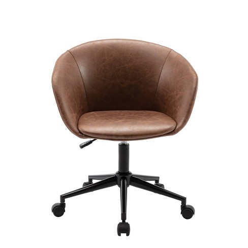 Brown faux deals leather desk chair