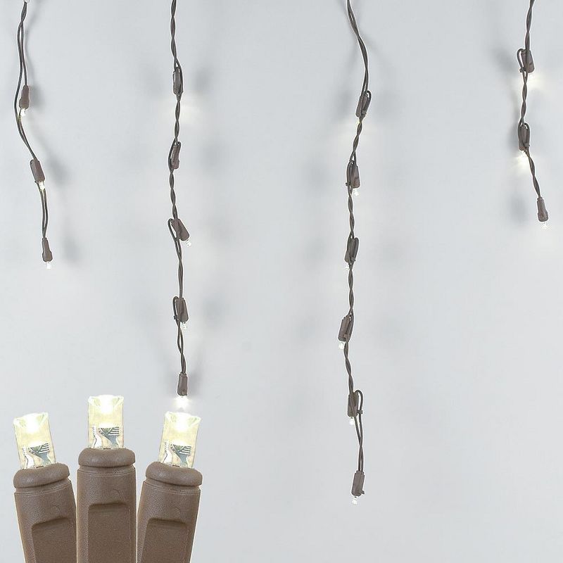 Novelty Lights Christmas Warm White LED Icicle Lights on Brown Wire 70 Bulbs, 1 of 3