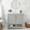 Taylor & Logan 36" Vivien Bathroom Vanity Gray: Carrara Marble, Ceramic Sink, Soft Close Doors - 3 of 4