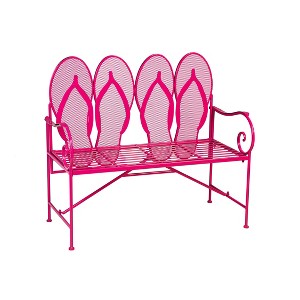 Evergreen Metal Flip Flop Garden Bench - 1 of 4