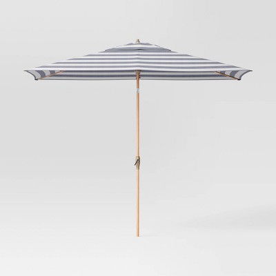 6'x10' Rectangular Cabana Stripe Outdoor Patio Market Umbrella with Light Wood Pole - Threshold™