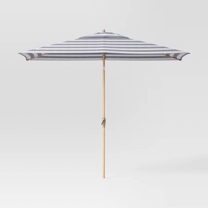 6'x10' Rectangular Cabana Stripe Outdoor Patio Market Umbrella with Light Wood Pole - Threshold™ - 1 of 4