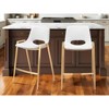 HomeRoots Set of Two 26" White And Gold Faux Leather And Steel Low Back Counter Height Bar Chairs - 2 of 4