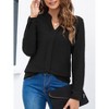 Coolmee Women's Dressy Casual Blouses Business Work Tops Long Sleeve V Neck Pleated Shirts Fall Outfits - 2 of 4