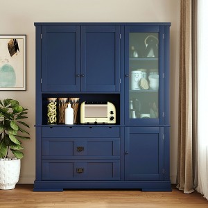 Whisen Freestanding Buffet, Large Kitchen Pantry Storage Cabinet Cupboard with Hutch, Drawers and Adjustable Shelves - 1 of 4