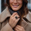 Ross-Simons Onyx and 0.70 ct. t.w. White Topaz Ring in 18kt Gold Over Sterling - 2 of 4