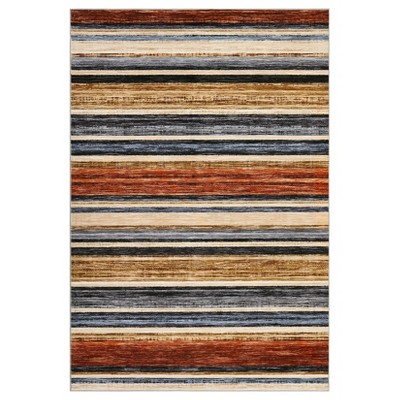 Machine Washable Indoor Modern Geometric Area Rugs with Stripped Lines, Soft Non Slip Floor Carpet for Home Office