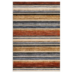 Machine Washable Indoor Modern Geometric Area Rugs with Stripped Lines, Soft Non Slip Floor Carpet for Home Office - 1 of 4