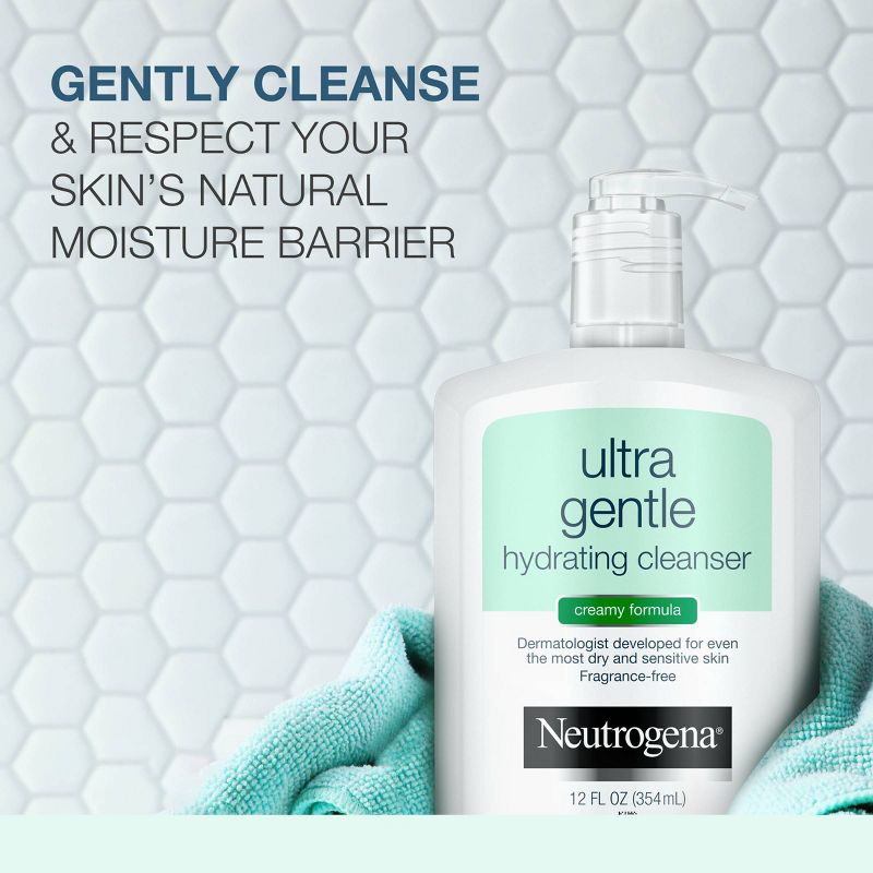 Neutrogena Ultra Gentle Hydrating Facial Cleanser for Sensitive Skin - Fragrance Free - 12 fl oz, 4 of 10