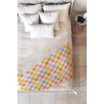 Iveta Abolina Eclectic Checker Check Cream Fleece Blanket - Deny Designs