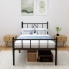 79.5"L x 37.5"W x 36"H Metal Platform Twin Bed Frame with Iron Art Headboard & Footboard Underbed Storage No Box Spring Needed 450lbs Capacity - 2 of 4