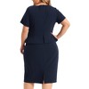 Agnes Orinda Women's Plus Size Mock 2-Piece Ruffle Trim Work Formal Short Sleeve Bodycon Sheath Dresses - 4 of 4