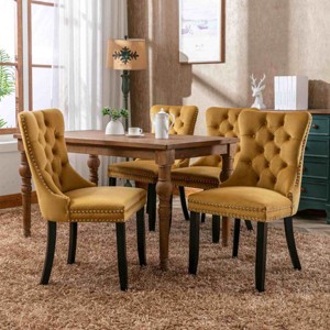 Velvet Dining Chair Set of 2,Upholstered Dining Chairs with Tufted Back and Nailhead Trim,Modern Armless Chairs for Dining Room-Cuddlewood - 1 of 4