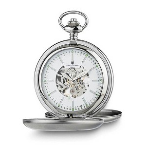 Black Bow Jewelry Charles Hubert Stainless Steel Double Cover Tritium Pocket Watch - 1 of 4