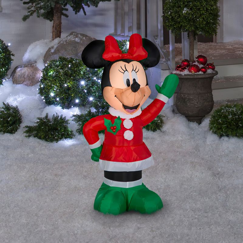 Disney Christmas Airblown Inflatable Minnie in Winter Outfit w/Red Bow (DG), 3.5 ft Tall, 2 of 4