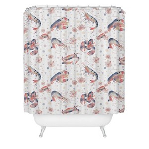 Deny Designs Melly Terpening Happy Crustacean Pattern Shower Curtain - 1 of 3