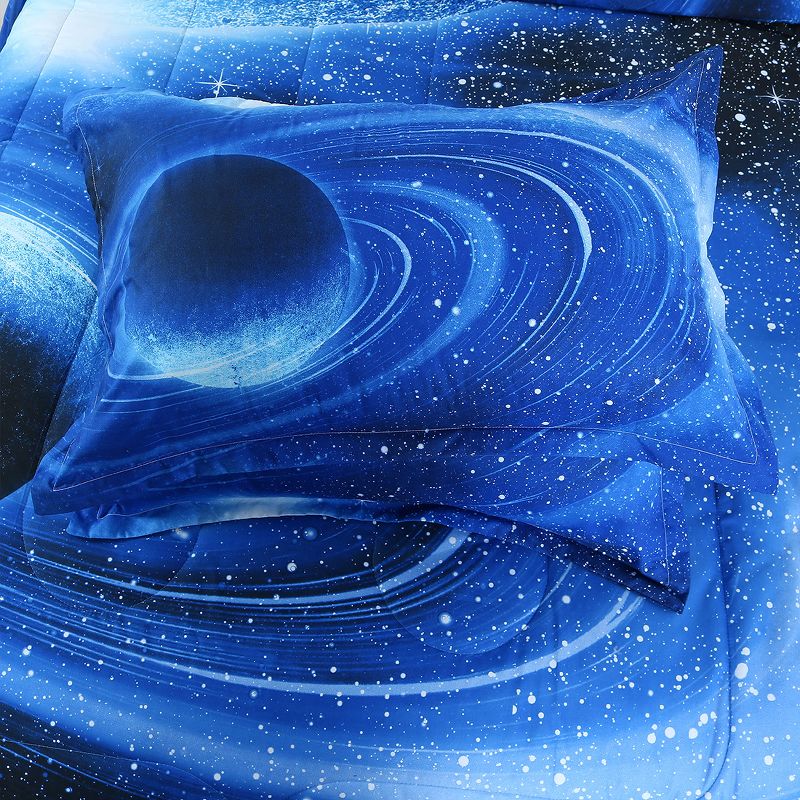 PiccoCasa All-season Galaxies 3D Space Themed Comforter & Sham Set Bedding Sets 3 Pcs, 4 of 8