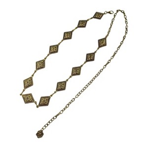 Anna-Kaci Vintage Inspired Engraved Metal Waist Chain with Floral Square Links 44 inches - 1 of 4