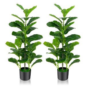 Tangkula Artificial Tree 2-Pack Artificial Fiddle Leaf Fig Tree for Indoor & Outdoor - 1 of 4