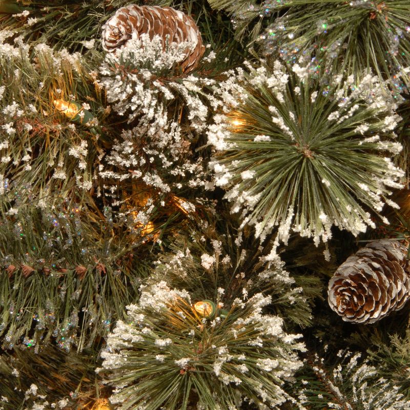 6.5' Pre-Lit Glittery Bristle Slim Pine Artificial Christmas Tree Clear Lights - National Tree Company, 3 of 6