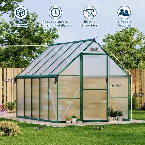 Polycarbonate Greenhouse for Outdoors, Large Walk-InGreenhouse with Quick Setup Structure and Roof Vent, Greenhouse with Ventilation - 1 of 4