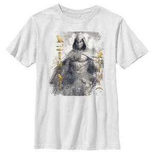 Boy's Marvel: Moon Knight Golden Hieroglyphs Portrait Sketch T-Shirt - 1 of 4