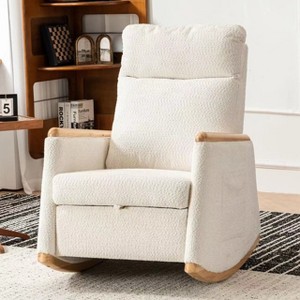 CAVINAS Polyester Glider Rocking Chair with Footrest and High Backrest,Comfy Upholstered Rocking Chairs,Nursery Accent Chair for Bedroom - 1 of 3