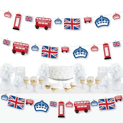 Big Dot of Happiness Cheerio, London - British UK Party DIY Decorations - Clothespin Garland Banner - 44 Pieces