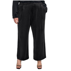 Calvin Klein Womens Velvet High Rise Wide Leg Relaxed Casual Pants - 1 of 1