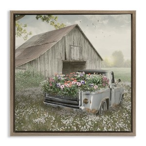 Stupell Industries Gathering Fragrance Flower Truck Floating Frame Canvas Art - 1 of 4