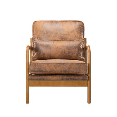 Vynxaria Brown/Beige/Gray/Black 25.4 Inch Accent Chairs with Arms and Soft Cushions, Great for Living Room, Bedroom, Office