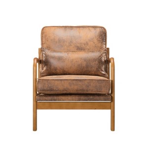 Vynxaria Brown/Beige/Gray/Black 25.4 Inch Accent Chairs with Arms and Soft Cushions, Great for Living Room, Bedroom, Office - 1 of 3