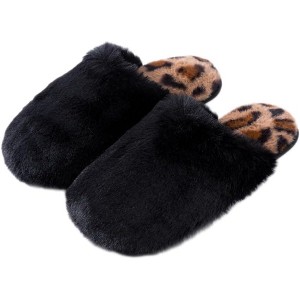 Roxoni Women's Fuzzy Suede Slippers – Cozy Winter House Slippers with Soft Sweater Knit Design - 1 of 4